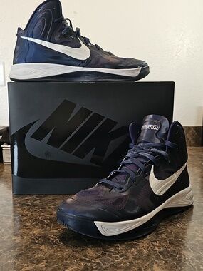 Nike Zoom High Hyperfuse Midnight Navy White Mens Sneakers 525019-401 Size 13